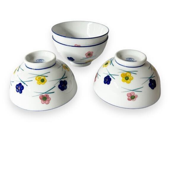 MISTY ROSE Floral Rice Bowls Set of‎ 4 - Picture 1 of 8